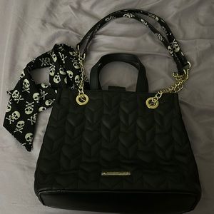 Betsey Johnson Black Medium Skull and Heart Purse